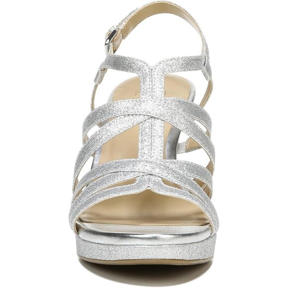 Naturalizer Women Silver Synthetic Open Rounded Toe Slingback Baylor Sandal - Picture 2 of 9